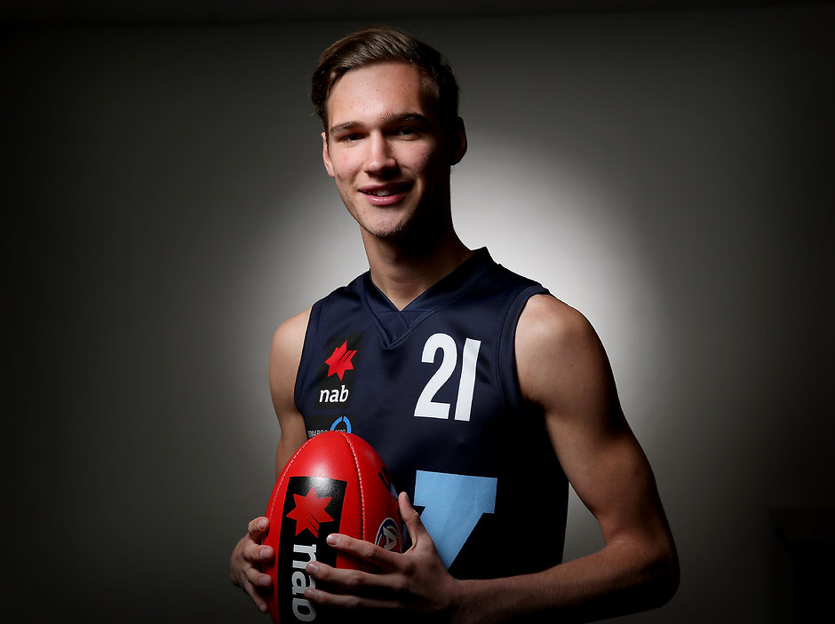 AFL 2016 Portaits - Under 18 MELBOURNE, AUSTRALIA - JUNE 24: Jack Scrimshaw of Vic Metro poses during the Under 18 Championship portrait session at Etihad Stadium on June 24, 2016 in Melbourne, Australia. (Photo by Justine Walker/AFL Media)